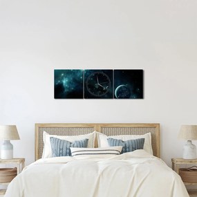 Obraz - Życie w kosmosie (z zegarem) (90x30 cm)