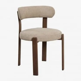 Zestaw 4 Tapicerowanych Krzeseł Jadalnianych Z Żelaza Jolie Brązowy Ciemny Drewno & Brązowa Szenila Pszeniczna - Sklum