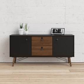 Czarna komoda w dekorze orzecha 150x72x40 cm Ry – Tvilum
