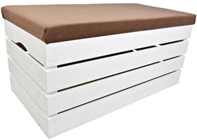 Pufa kufer skrzynia drewniana sosnowa siedzisko 80cm malowana biała