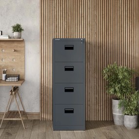 Metalowa szafa kartotekowa SARA V4, 460 x 1320 x 620 mm, antracytowa