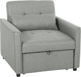 HOMCOM 3-w-1 Fotel z Funkcją Łóżka, Rozkładany Fotel Sofa z Regulowanym Oparciem, Szary | Aosom PL