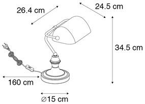 Klasyczna lampa notarialna złota z opalowym szkłem - Banker klasyczny/Antyczny Oswietlenie wewnetrzne