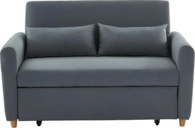 Kanapa 2-osobowa AYLA, z tkaniny, rozkładana – kolor szary