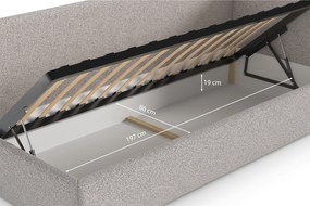 Łóżko Bao 90x200, tkanina LOOP 07, stelaż metalowy, strona prawa, otwierany bocznie