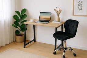 Zestaw do biura – składany stół ZARIMO 80×40 cm dąb sonoma + krzesło biurowe AVOLA VELVET czarne