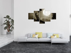Obraz - Nocna sowa, złoty (125x70 cm)