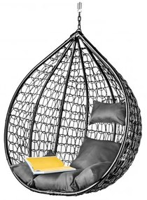 PROMOCJA Czarne krzesło wiszące KOKON bez stojaka II gatunek