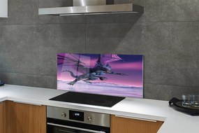 Szklany Panel Smok na tle Tęczowego Nieba