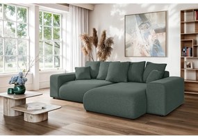 Ciemnozielony rozkładany narożnik ze schowkiem (strona zmienna) Luma – Ropez