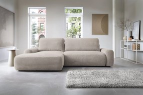 Masseno Narożnik OSSO z funkcją spania i pojemnikiem na pościel Narozniki L, Rozkładana sofa - Brązowy, AMBIENCE 05