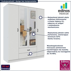 Biała szafa czterodrzwiowa z lustrem M2-M49