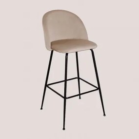Zestaw 2 Wysokich Stołków Z Aksamitu Kana Design Negro & Pszenica Brązowa & ↑75 Cm - Sklum