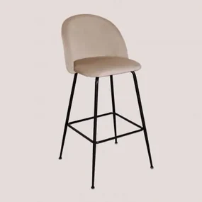 Zestaw 2 Wysokich Stołków Z Aksamitu Kana Design Pszenica Brązowa & ↑75 Cm & Negro - Sklum