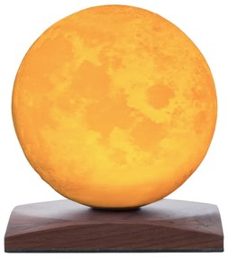 Ciemnobrązowa lampa stołowa LED z litego drewna orzechowego (wysokość 13 cm) Smart LunaSpin – Gingko