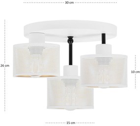 Lampa sufitowa biała trzypunktowa z białymi abażurami B-3030WE-WE E27