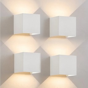 NETTLIFE Kinkiet LED 5W, 4 sztuki - Biały kinkiet zewnętrzny/wewnętrzny, regulowany podwójny strumień wodoodporny IP65 230V 3000K