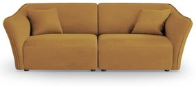 Musztardowa sofa z materiału bouclé 206 cm Tokyo – Cosmopolitan Design
