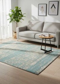 Ciemnoturkusowy dywan przecierany pokojowy W0-P08