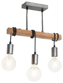 Industrialna lampa wisząca brązowa ze stalą 3-światła - GallowPrzemysłowy Oswietlenie wewnetrzne