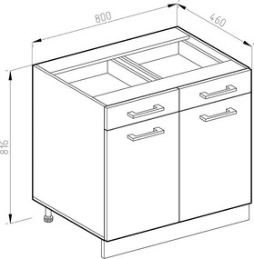 Szafka dolna do kuchni biały 80x60x81.6 r-line