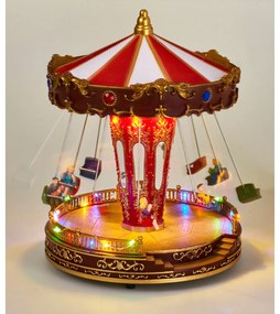 Świąteczna karuzela LED z muzyką i ruchomymi figurkami, 21 x 27 cm