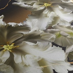 Obraz - Orchidea kwiaty na marmurowym tle (z zegarem) (90x30 cm)