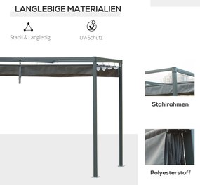 Nowoczesna Pergola Metalowa 3x2m z Dachem Przeciwsłonecznym - Pergola Szara 298x213cm, Idealna Ochrona dla Ogrodu i Tarasu | Aosom PL