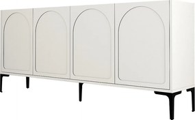 Komoda – 180 x 79 x 35 cm – Kremowo-czarna – Płyta wiórowa