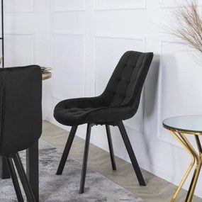 Krzesło Tapicerowane do Salonu RICK Czarne Welurowe Nowoczesne Loft