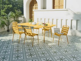 Zestaw 2 krzeseł ogrodowych sztaplowanych z metalu - Żółty musztardowy - MIRMANDE marki MYLIA