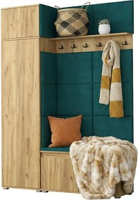 Szafa z siedziskiem tapicerowanym garderoba dąb craft P3-C39