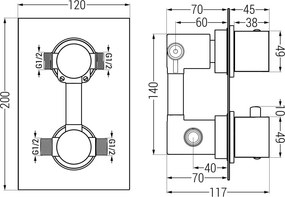Mexen Cube DR02 zestaw prysznicowy podtynkowy z deszczownica 30 cm, czarny - 77502DR0230-70