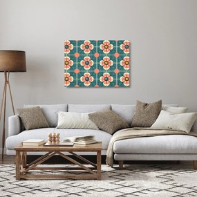 Obraz na szkle - Retro wzór z kwiatami (70x50 cm)