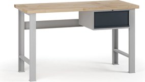 Stół warsztatowy G7, blat bukowy, 1500 x 685 x 840 mm, 1x kontener, 1x szuflada, grafitowy