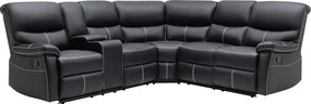 Kanapa narożna z funkcją relax z imitacji skóry w kolorze czarnym CANBY