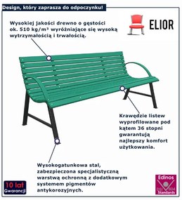 Zielona ławka ogrodowa z oparciem 130 cm M1-E34
