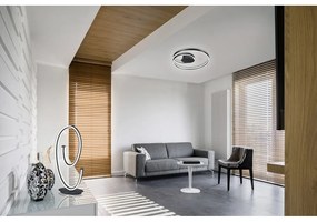 Czarna lampa sufitowa LED ze sterowaniem głosowym/mobilną aplikacją i metalowym kloszem Ciola – CINQUE
