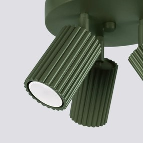 Plafon trzypunktowy KARBON 3P zielony oliwkowy okrągły SOLLUX  LIGHTING
