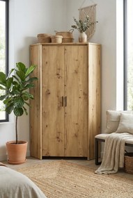 Narożna szafa na ubrania z półkami dąb artisan N5-K05