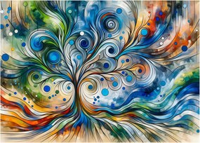Obraz na szkle – Kolorowe energetyczne drzewo (70x50 cm)