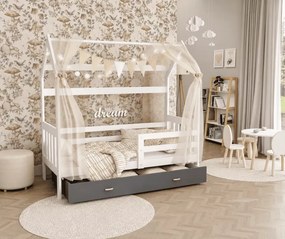 Łóżko dziecięce domek Lante z szufladą 80x160 80x190 stelaż Flex MDF łóżko dla dziecka