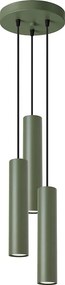 Lampa Wisząca Loft Lagos, Stal - 3 Źródło - L.19.5 X H.108 Cm - Zielony Oliwkowy