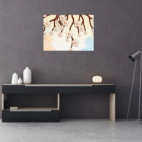 Obraz - Kwiaty na gałęziach, kolorowe (70x50 cm)