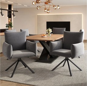 Zestaw 6 krzeseł do jadalni - 60 x 60 x 88 cm - krzesła tapicerowane - obrotowe 360° - aksamitne - szare