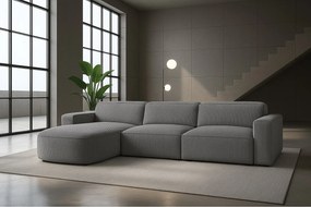 Narożnik w kształcie L zaokrąglony Cursal, tkanina Poso, Szary, Lewy