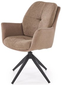 Krzesło do jadalni obrotowe z podłokietnikami brąz beż tkanina K591