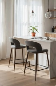 Welwetowy popielaty hoker z oparciem K7-S43