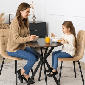 Stół Okrągły LAUREN 60 cm Orzech/Czarny Loft Nowoczesny