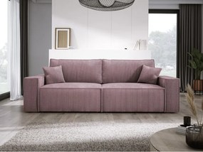 Kanapa KASJO Prawostronny Sofo-Narożnik z funkcją spania i poduszkami, 2x pojemnik POSO 027 Różowy DOMOHOME